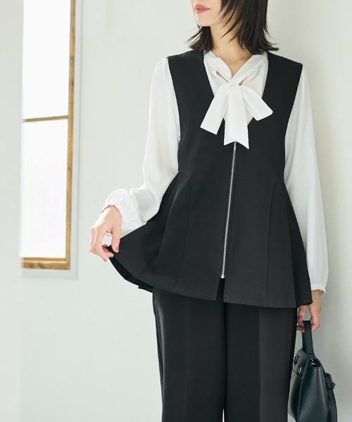 coca（coca）（コカ）の「タックペプラムベスト| セレモニー オフィス ママスーツ フォーマルウェア 卒業式（ベスト・レディース・ブラック/チャコール・M/L）」の14枚目の写真