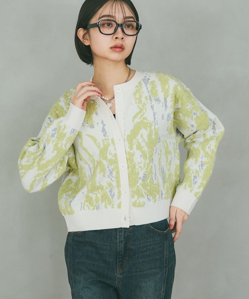 PAGEBOY（ページボーイ）の「3Dモザイクカーディガン（カーディガン/ボレロ・レディース・ブラック/オフホワイト/ブルー・FREE）」の2枚目の写真