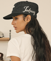 TAKEASY（テイクイージー）の「ピンストライプフィルボックスキャップ (ブラック)（キャップ）」