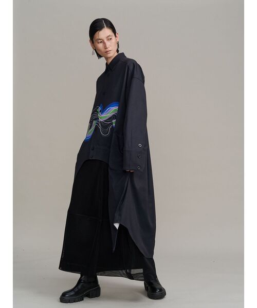 UN3D.（アンスリード）の「DOUBLE FACE MESH COCOON SK / ダブルフェイスメッシュコクーンスカート（スカート・レディース・グレー/ホワイト/ブラック・36/38）」の4枚目の写真