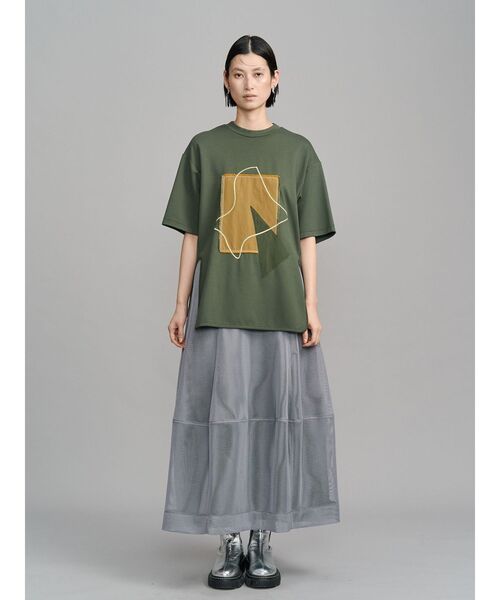 UN3D.（アンスリード）の「DOUBLE FACE MESH COCOON SK / ダブルフェイスメッシュコクーンスカート（スカート・レディース・グレー/ホワイト/ブラック・36/38）」の9枚目の写真