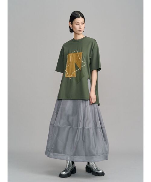 UN3D.（アンスリード）の「DOUBLE FACE MESH COCOON SK / ダブルフェイスメッシュコクーンスカート（スカート・レディース・グレー/ホワイト/ブラック・36/38）」の12枚目の写真