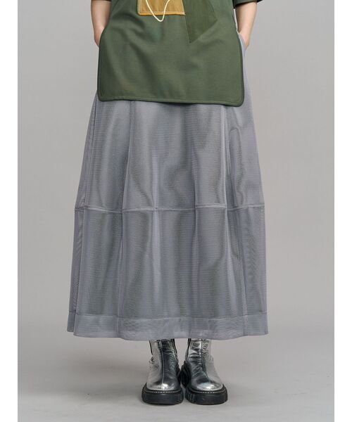 UN3D.（アンスリード）の「DOUBLE FACE MESH COCOON SK / ダブルフェイスメッシュコクーンスカート（スカート・レディース・グレー/ホワイト/ブラック・36/38）」の13枚目の写真