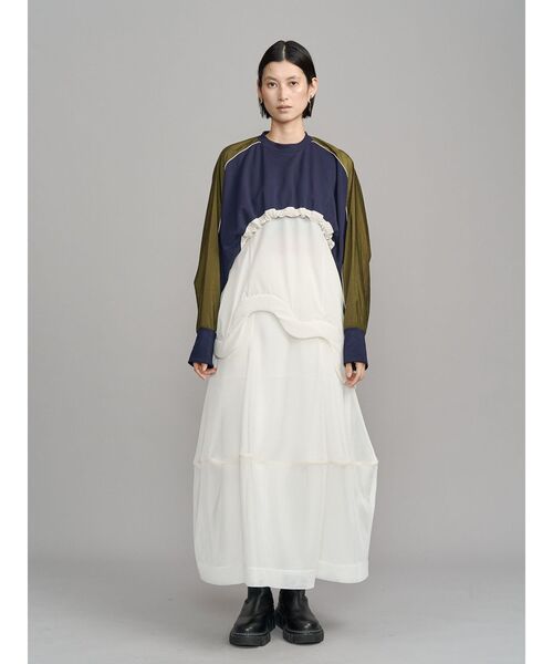 UN3D.（アンスリード）の「DOUBLE FACE MESH COCOON SK / ダブルフェイスメッシュコクーンスカート（スカート・レディース・グレー/ホワイト/ブラック・36/38）」の17枚目の写真