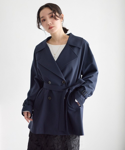 Andemiu(アンデミュウ)の「トレンチハーフコート636639(トレンチコート・レディース・ベージュ/ネイビー・FREE)」の5枚目の写真