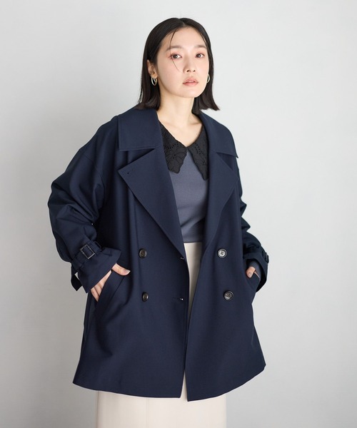 Andemiu(アンデミュウ)の「トレンチハーフコート636639(トレンチコート・レディース・ベージュ/ネイビー・FREE)」の7枚目の写真