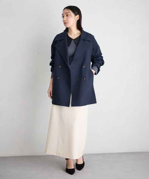 Andemiu(アンデミュウ)の「トレンチハーフコート636639(トレンチコート・レディース・ベージュ/ネイビー・FREE)」の9枚目の写真