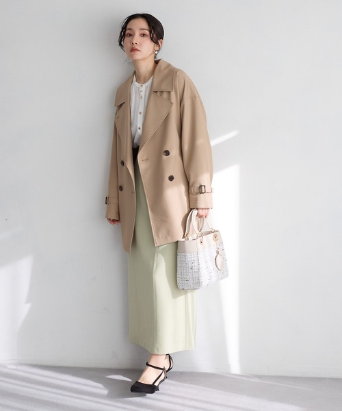 Andemiu(アンデミュウ)の「トレンチハーフコート636639(トレンチコート・レディース・ベージュ/ネイビー・FREE)」の11枚目の写真