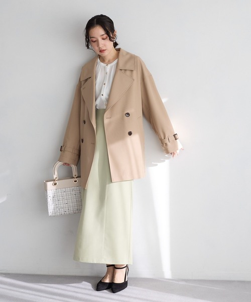 Andemiu(アンデミュウ)の「トレンチハーフコート636639(トレンチコート・レディース・ベージュ/ネイビー・FREE)」の12枚目の写真