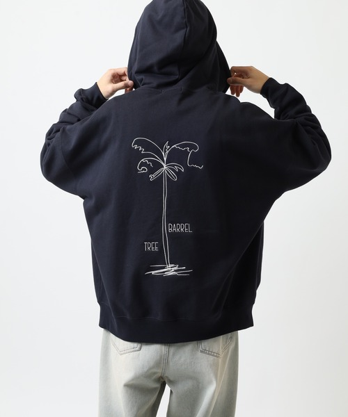 Sunny Smith（サニースミス）の「SUNNY SMITH 10.0オンス ヤシの木両面刺繍 オーバーサイズ ZIP-UP フーディ（パーカー・メンズ・ブラック/アッシュグレー/ネイビー・L/M）」の3枚目の写真