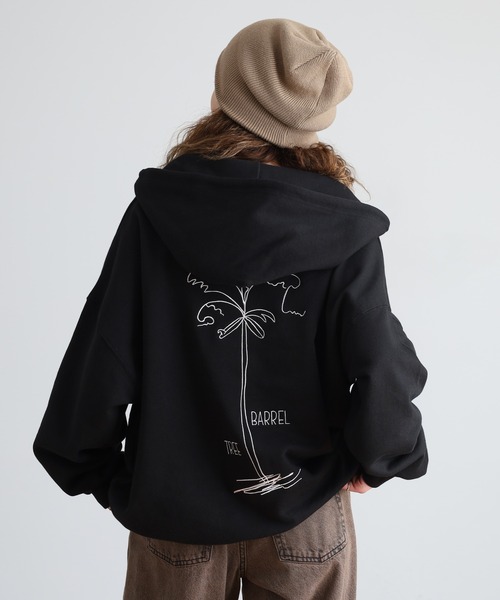 Sunny Smith（サニースミス）の「SUNNY SMITH 10.0オンス ヤシの木両面刺繍 オーバーサイズ ZIP-UP フーディ（パーカー・メンズ・ブラック/アッシュグレー/ネイビー・L/M）」の2枚目の写真