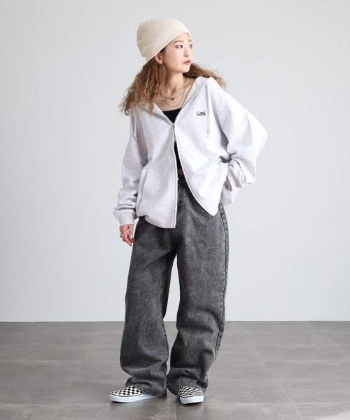 Sunny Smith（サニースミス）の「SUNNY SMITH 10.0オンス ヤシの木両面刺繍 オーバーサイズ ZIP-UP フーディ（パーカー・メンズ・ブラック/アッシュグレー/ネイビー・L/M）」の7枚目の写真