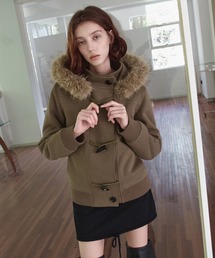 SOLWEIGE（ソルヴェイグ）の「【SOLWEIGE】ファー装飾 トグルボタン フーデッド中綿ジャケット（ブルゾン）」