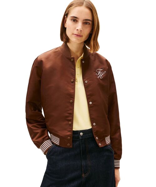 TOMMY HILFIGER(トミーヒルフィガー)の「バーシティボンバージャケット(ブルゾン・レディース・マルチ/ブラウン・X-SMALL/MEDIUM/SMALL)」の1枚目の写真