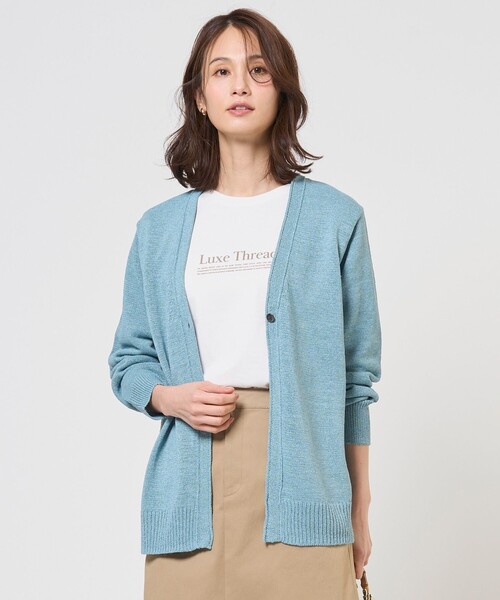 J.PRESS Ladies(J.プレス レディス)の「【冷房対策に】DRY COMFORT Vネック カーディガン(カーディガン/ボレロ・レディース・ベージュ系/スカイブルー系/アイボリー系・SMALL)」の3枚目の写真