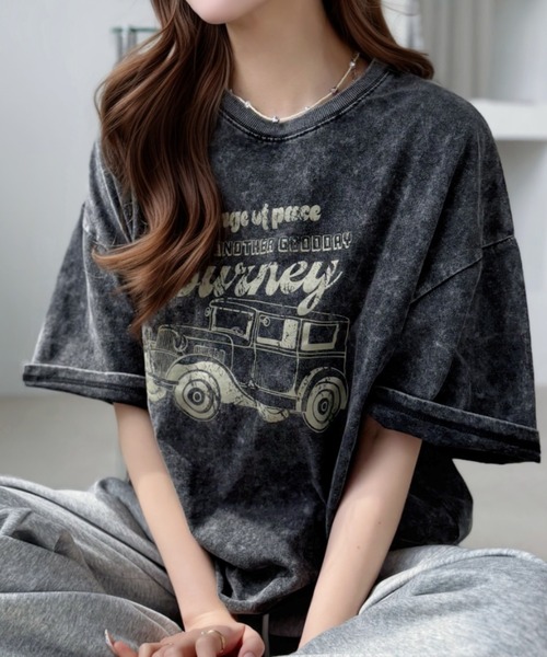 Ada.(エイダ)の「ピグメントプリント オーバーサイズ Tシャツ(Tシャツ/カットソー・レディース・ブラック系その他3/ブラック系その他/ブラック系その他2・L/M)」の9枚目の写真