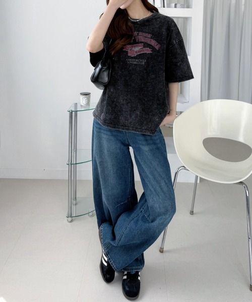 Ada.(エイダ)の「ピグメントプリント オーバーサイズ Tシャツ(Tシャツ/カットソー・レディース・ブラック系その他3/ブラック系その他/ブラック系その他2・L/M)」の7枚目の写真