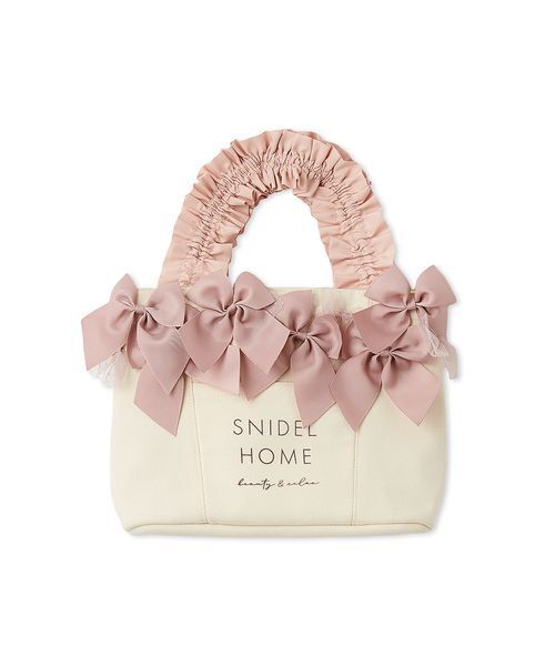 SNIDEL HOME(スナイデルホーム)の「リボンバッグ(ハンドバッグ・レディース・ピンク/アイボリー/ブラック/グレー・F)」の4枚目の写真