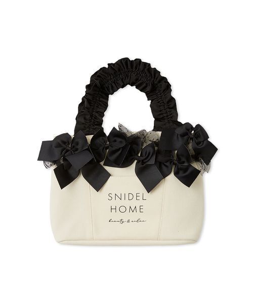 SNIDEL HOME(スナイデルホーム)の「リボンバッグ(ハンドバッグ・レディース・ピンク/アイボリー/ブラック/グレー・F)」の2枚目の写真