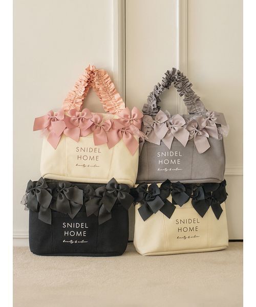 SNIDEL HOME(スナイデルホーム)の「リボンバッグ(ハンドバッグ・レディース・ピンク/アイボリー/ブラック/グレー・F)」の6枚目の写真
