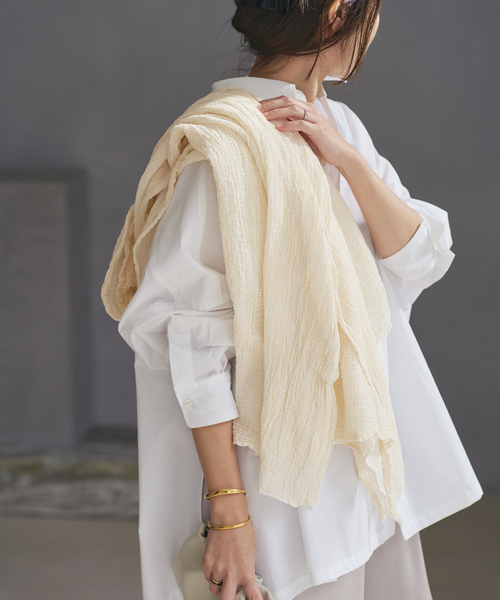 plage（プラージュ）の「《追加》LES ATELIERS FRANCAIS DE CONFECTION 別注 PAREO スカーフ（ストール/ショール・レディース・ブラック/アイボリー・FREE）」の7枚目の写真