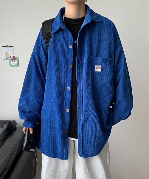 Ressaca(レサーカ)の「オーバーサイズコーデュロイシャツ(シャツ/ブラウス・メンズ・チャコール/カーキ/ブラック/ブルー・L/M)」の1枚目の写真