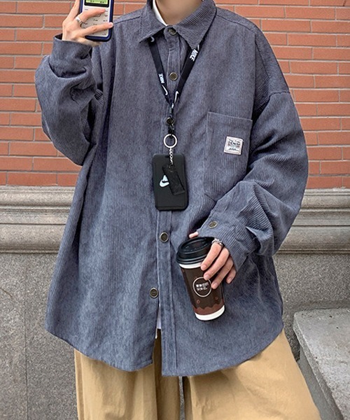 Ressaca(レサーカ)の「オーバーサイズコーデュロイシャツ(シャツ/ブラウス・メンズ・チャコール/カーキ/ブラック/ブルー・L/M)」の3枚目の写真