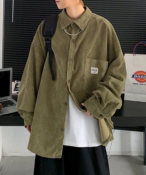 Ressaca(レサーカ)の「オーバーサイズコーデュロイシャツ(シャツ/ブラウス・メンズ・チャコール/カーキ/ブラック/ブルー・L/M)」の18枚目の写真