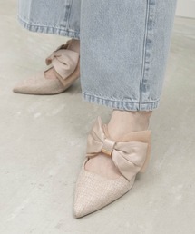 ビッグリボンミュールパンプス