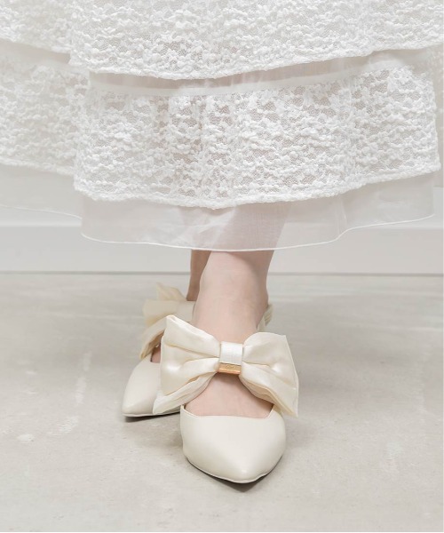 RANDA(ランダ)の「ビッグリボンミュールパンプス(パンプス・レディース・アイボリー/ブラック/ピンク・M/L/S/LL)」の7枚目の写真