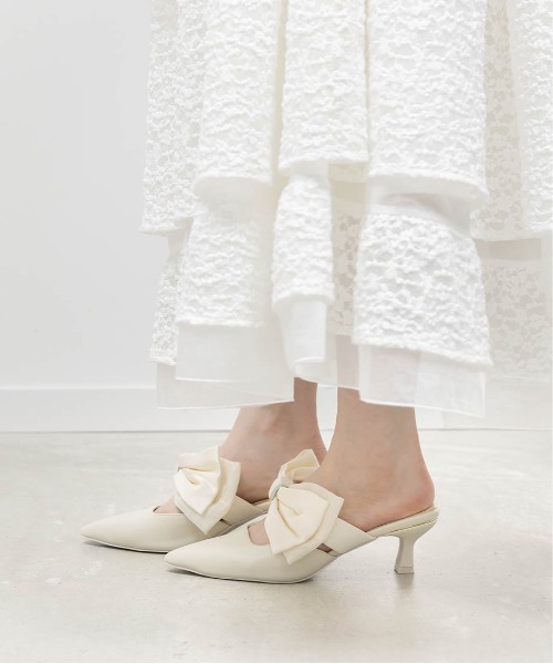 RANDA(ランダ)の「ビッグリボンミュールパンプス(パンプス・レディース・アイボリー/ブラック/ピンク・M/L/S/LL)」の10枚目の写真