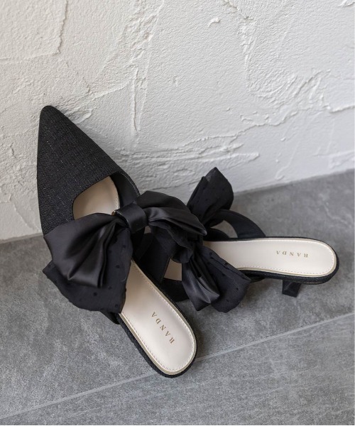 RANDA(ランダ)の「ビッグリボンミュールパンプス(パンプス・レディース・アイボリー/ブラック/ピンク・M/L/S/LL)」の15枚目の写真