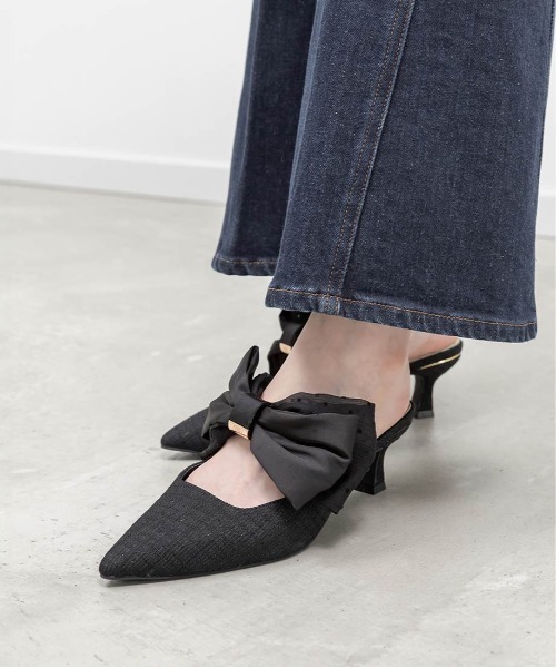 RANDA(ランダ)の「ビッグリボンミュールパンプス(パンプス・レディース・アイボリー/ブラック/ピンク・M/L/S/LL)」の16枚目の写真