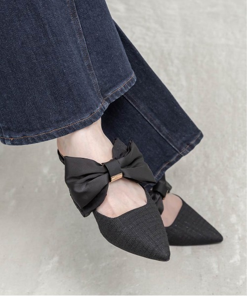 RANDA(ランダ)の「ビッグリボンミュールパンプス(パンプス・レディース・アイボリー/ブラック/ピンク・M/L/S/LL)」の17枚目の写真