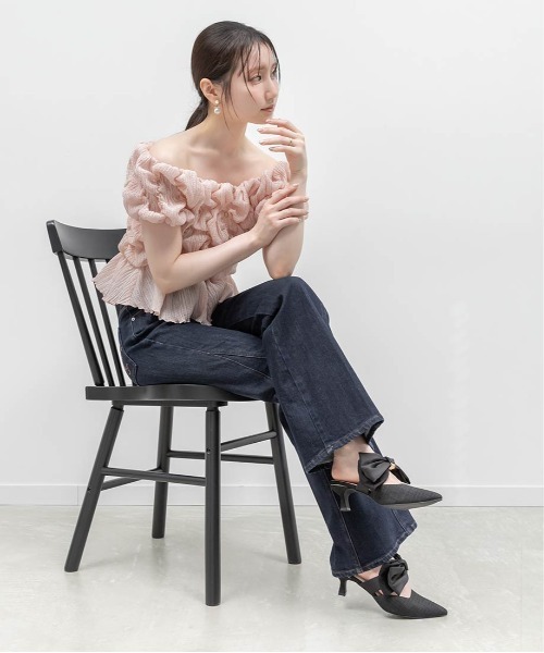 RANDA(ランダ)の「ビッグリボンミュールパンプス(パンプス・レディース・アイボリー/ブラック/ピンク・M/L/S/LL)」の22枚目の写真