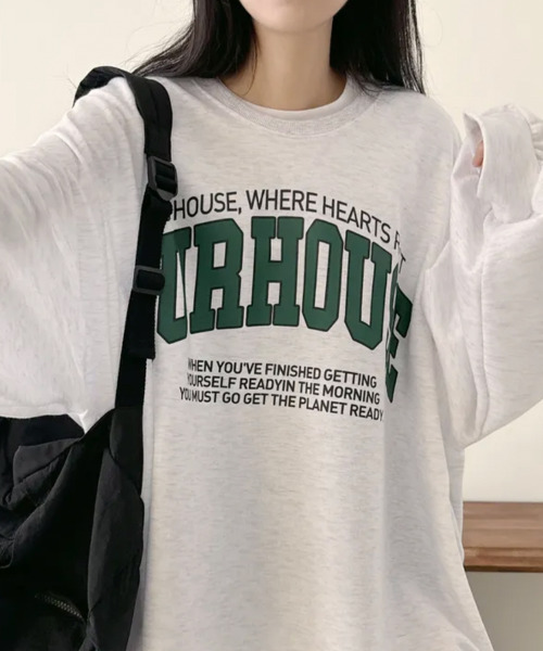 VIVID LADY(ビビッドレディー)の「フロントロゴプリント オーバーサイズ ロングTシャツ(Tシャツ/カットソー・レディース・ライトグレー/グレー/ネイビー・FREE)」の14枚目の写真