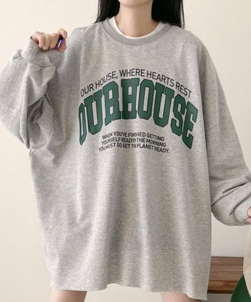 VIVID LADY(ビビッドレディー)の「フロントロゴプリント オーバーサイズ ロングTシャツ(Tシャツ/カットソー・レディース・ライトグレー/グレー/ネイビー・FREE)」の22枚目の写真