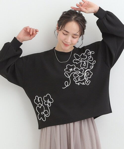 SHOO・LA・RUE（シューラルー）の「【S-LL】美しいシルエット お花ロープ刺繍ダンボールトップス（Tシャツ/カットソー・レディース・グリーン系/オフホワイト/ブラック・04/03/02/01）」の20枚目の写真