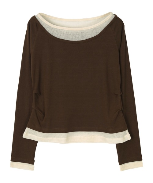 miette(ミエット)の「配色レイヤード風トップス(Tシャツ/カットソー・レディース・ネイビー/ブラウン/ピンク/ライトイエロー/ブラック系その他/グレー系その他・S/M/L)」の8枚目の写真
