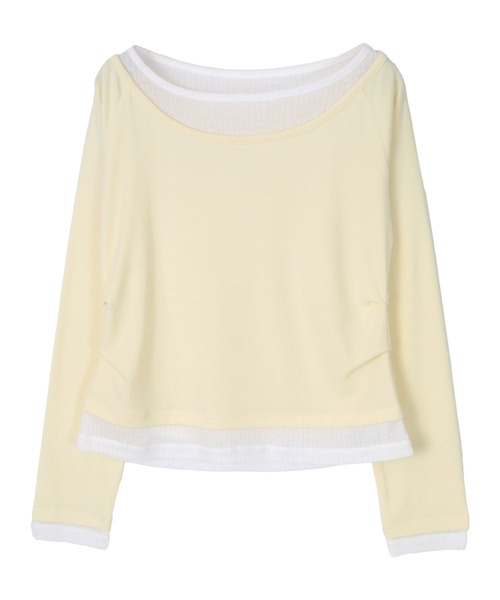 miette(ミエット)の「配色レイヤード風トップス(Tシャツ/カットソー・レディース・ネイビー/ブラウン/ピンク/ライトイエロー/ブラック系その他/グレー系その他・S/M/L)」の10枚目の写真