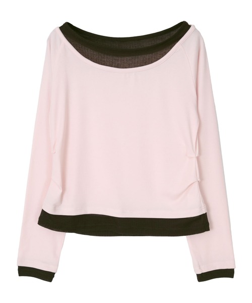 miette(ミエット)の「配色レイヤード風トップス(Tシャツ/カットソー・レディース・ネイビー/ブラウン/ピンク/ライトイエロー/ブラック系その他/グレー系その他・S/M/L)」の11枚目の写真