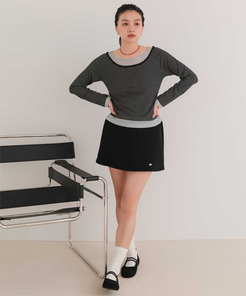 miette(ミエット)の「配色レイヤード風トップス(Tシャツ/カットソー・レディース・ネイビー/ブラウン/ピンク/ライトイエロー/ブラック系その他/グレー系その他・S/M/L)」の14枚目の写真