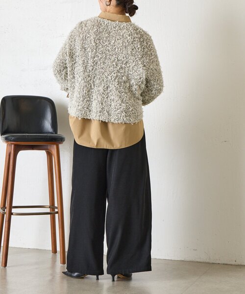 Jena espace merveilleux（ジェナ　エスパスメルヴェイユ）の「リボンチュールミックスニット（ニット/セーター・レディース・グレー/ベージュ・FREE）」の6枚目の写真