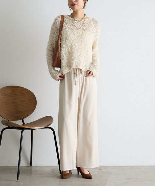 Jena espace merveilleux（ジェナ　エスパスメルヴェイユ）の「リボンチュールミックスニット（ニット/セーター・レディース・グレー/ベージュ・FREE）」の13枚目の写真