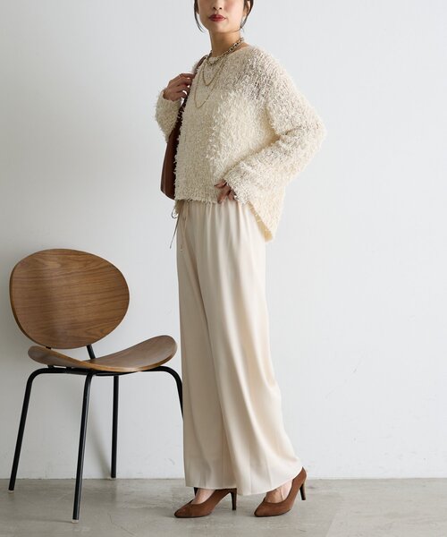 Jena espace merveilleux（ジェナ　エスパスメルヴェイユ）の「リボンチュールミックスニット（ニット/セーター・レディース・グレー/ベージュ・FREE）」の14枚目の写真