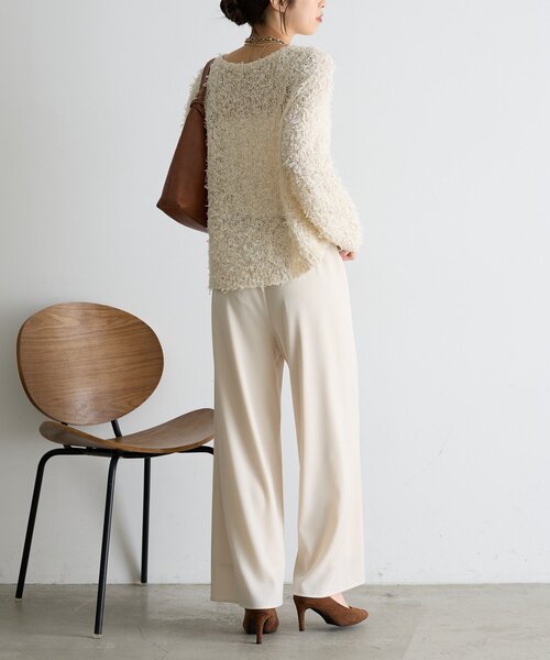 Jena espace merveilleux（ジェナ　エスパスメルヴェイユ）の「リボンチュールミックスニット（ニット/セーター・レディース・グレー/ベージュ・FREE）」の16枚目の写真