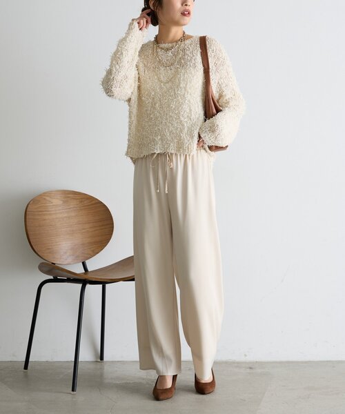 Jena espace merveilleux（ジェナ　エスパスメルヴェイユ）の「リボンチュールミックスニット（ニット/セーター・レディース・グレー/ベージュ・FREE）」の17枚目の写真