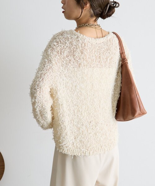 Jena espace merveilleux（ジェナ　エスパスメルヴェイユ）の「リボンチュールミックスニット（ニット/セーター・レディース・グレー/ベージュ・FREE）」の20枚目の写真