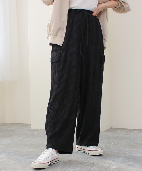 Social GIRL(ソーシャルガール)の「/Social GIRL/ジャガードワイドカーゴパンツ(カーゴパンツ・レディース・ベージュ/ブラック・M)」の2枚目の写真