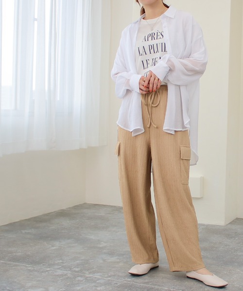 Social GIRL(ソーシャルガール)の「/Social GIRL/ジャガードワイドカーゴパンツ(カーゴパンツ・レディース・ベージュ/ブラック・M)」の7枚目の写真